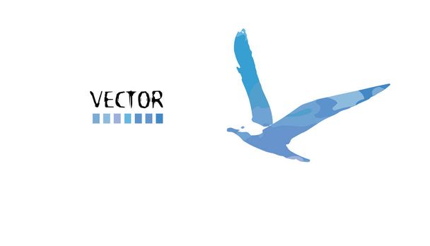 Gaivota aquarela azul voadora. Ilustração vetorial - Vetor, Imagem