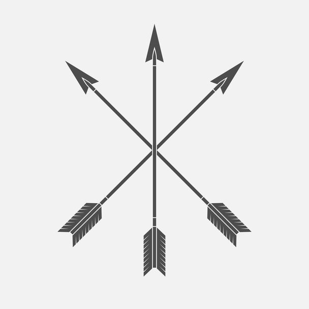 Icono gráfico de flechas. Cruzado tres flechas signo aislado sobre fondo blanco. Ilustración vectorial - Vector, imagen