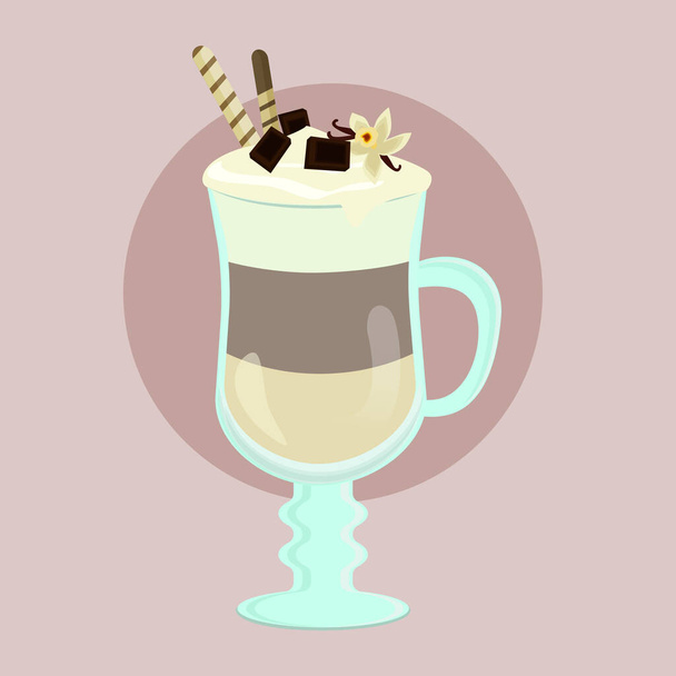 kopje koffie latte romige vanille - Vector, afbeelding