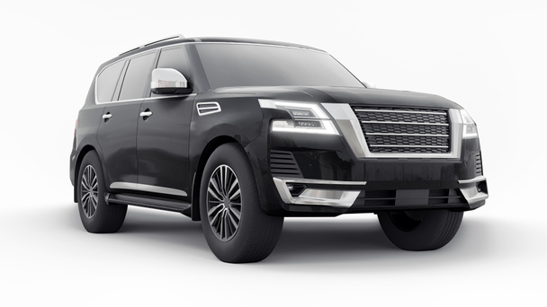 Black Premium Family SUV car isolated on white background. 3d rendering. - Photo, Image