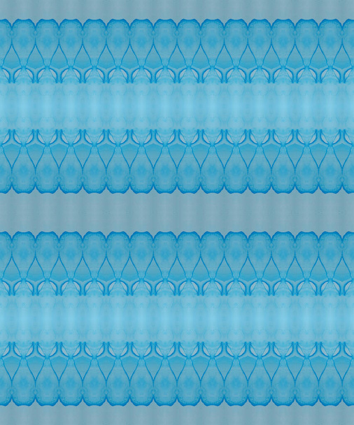 Ethnic Ink Brush. Dyed Batik Textile. Blue Tie Dye Print. Sea Tribal Brush. Tribal Pattern Batik. Ethnic Stripe Paint. Bright ZigZag Blue Batik Ink. Blue Gradient Zig Zag. Sky Ink Watercolour. - Photo, image