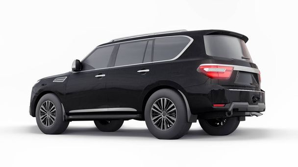 Coche SUV Black Premium Family aislado sobre fondo blanco. renderizado 3d. - Foto, imagen