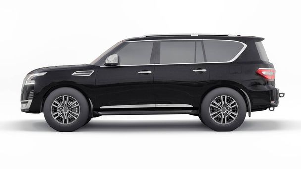 Μαύρο Premium Family SUV αυτοκίνητο απομονώνονται σε λευκό φόντο. 3d απόδοση. - Φωτογραφία, εικόνα