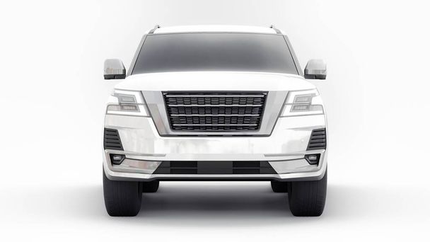 Bílé Premium Family SUV auto izolované na bílém pozadí. 3D vykreslování. - Fotografie, Obrázek