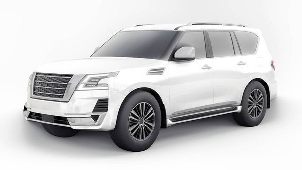 Bianco Premium Famiglia SUV auto isolata su sfondo bianco. rendering 3d. - Foto, immagini