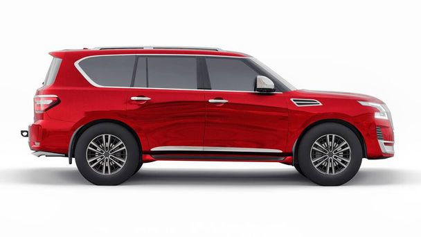 Κόκκινο Premium Οικογένεια SUV αυτοκίνητο απομονώνονται σε λευκό φόντο. 3d απόδοση. - Φωτογραφία, εικόνα