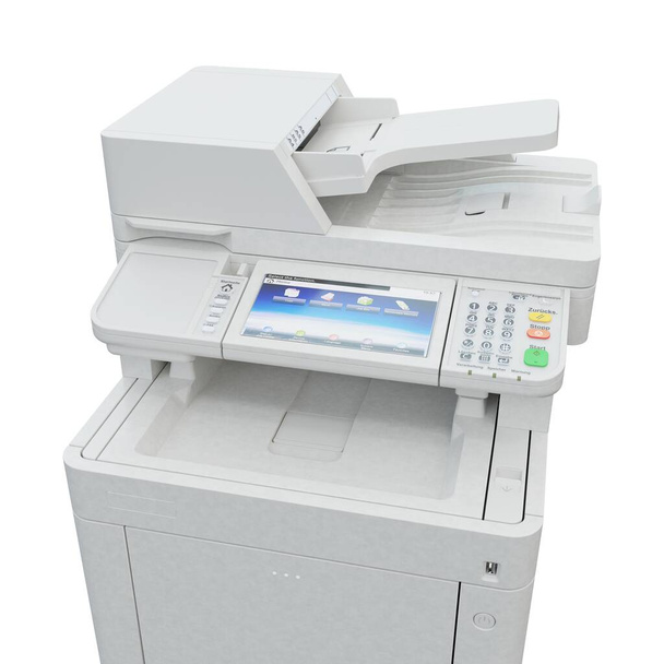 Escáner de impresora multifunción. Tecnología profesional de oficina aislada Equipo informático. Ilustración 3D - Foto, imagen