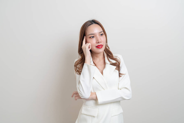 portrait beautiful business Asian woman thinking on white background - Foto, immagini