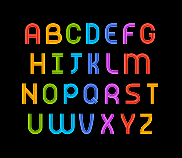 Wired wavy cable, colorful contour alphabet - Vektori, kuva