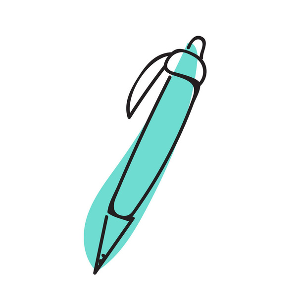 Hand drawn pen icon. Vector doodle illustration. Simple blue icon on white - Vector, afbeelding