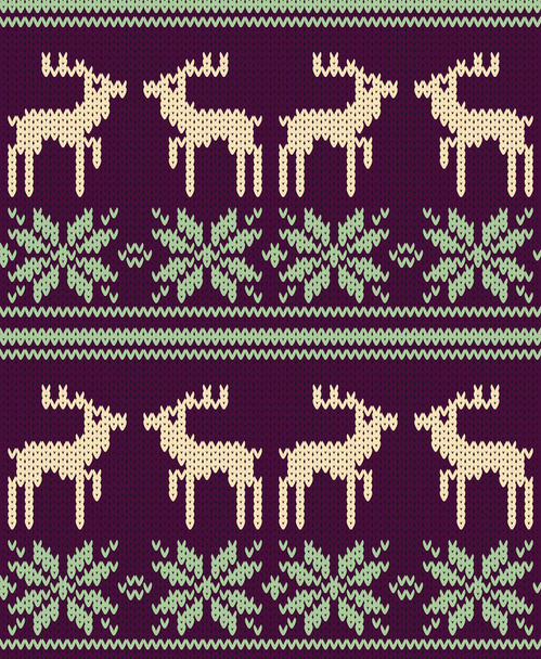Christmas deer knitted background - Vector, Image