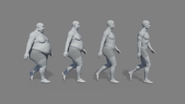 gradación de los cuerpos masculinos de delgado a completo, animación, - Imágenes, Vídeo