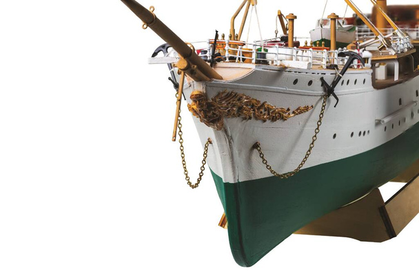 Gros plan d'un modèle en bois de proue de navire. Concept de passe-temps. Suède. - Photo, image