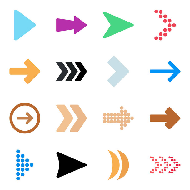 Presenting arrowheads icons in flat style. These icons have editable quality, and will look lovely when used in colorful style. However, you can surely use these as directional arrows or any other ideas! - Вектор,изображение