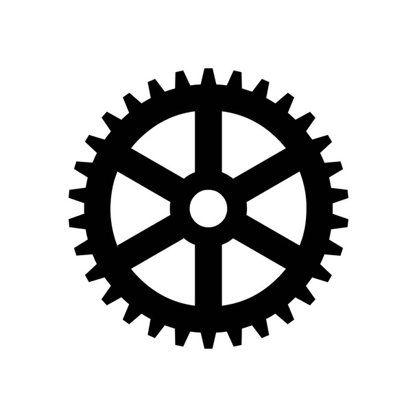 Enkele silhouet tandwielen mechanisme automatisering uurwerk pictogram - Vector, afbeelding