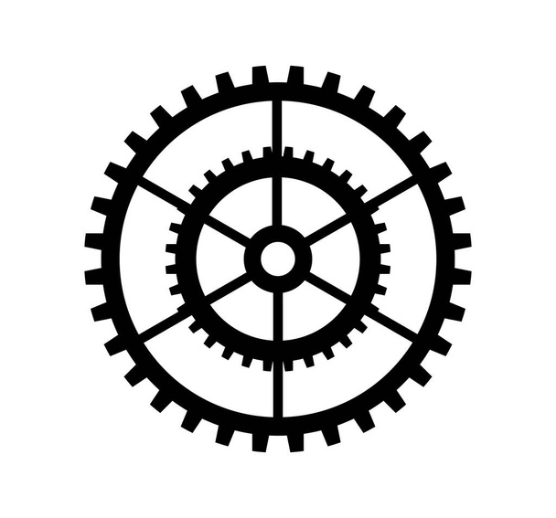 Único silhueta cogwheels mecanismo de automação relógio ícone - Vetor, Imagem