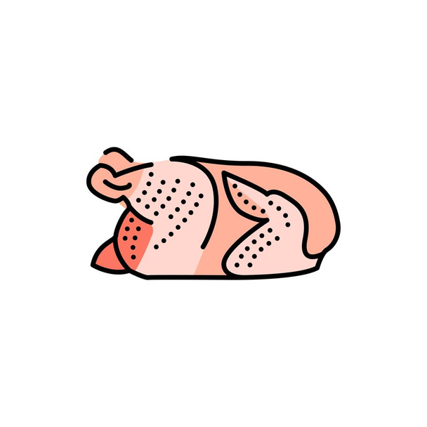 Chicken carcass color line icon. Cutting meat. - Διάνυσμα, εικόνα