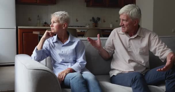 Jealous older husband screams, accuses his wife - Footage, Video