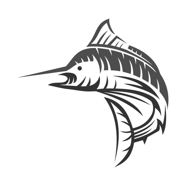 Marlin Fisch Geschäft Icon Illustration Markenidentität - Vektor, Bild