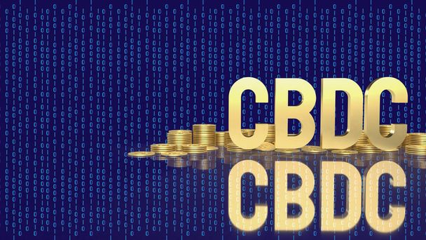 cbdc золотой текст и монеты на цифровом фоне для 3D рендеринга бизнес-концепции - Фото, изображение