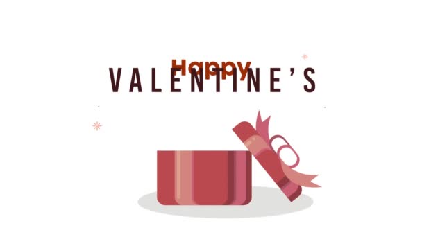 happy valentines day lettering with gift - Footage, Video