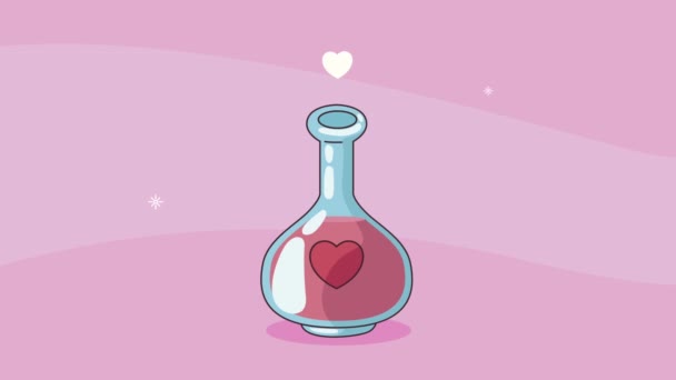 amor corazón en poción botella animación - Metraje, vídeo