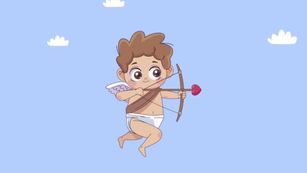 cupid angel with arch character animation - Footage, Video