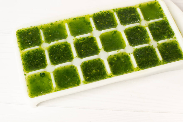 spinach ice cubes. frozen greens cubes. - Photo, Image