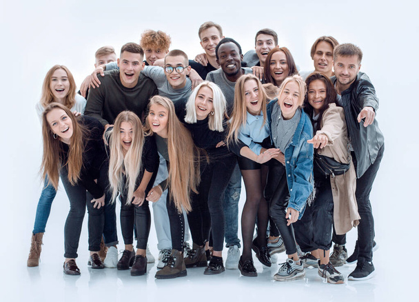 in full growth. group of cheerful young people standing together - Фото, зображення
