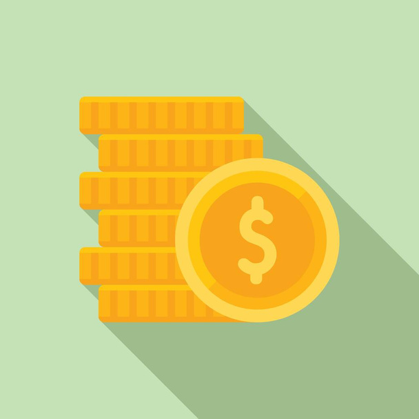Auction coin stack icon flat vector. Price sell - Wektor, obraz