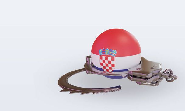 3D手錠クロアチアの旗の右側のビューをレンダリング - 写真・画像