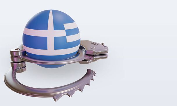 3D наручники Греция флаг с видом слева - Фото, изображение