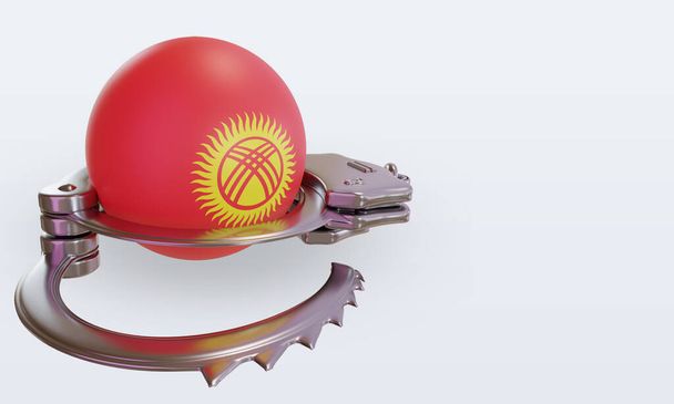 3D наручники Киргизия флаг с видом слева - Фото, изображение