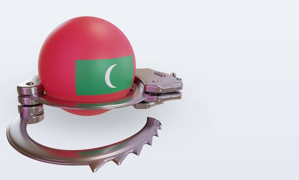 Menottes 3d drapeau des Maldives rendu vue à gauche - Photo, image