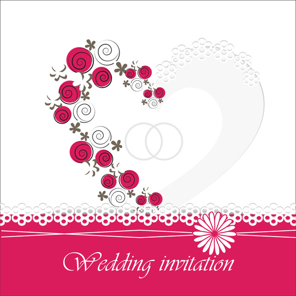 Wedding invitation card with floral elements - Vector, Image