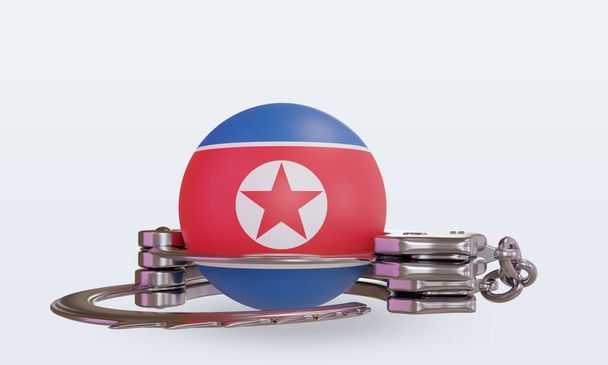 3D bilincs Észak-Korea zászló renderelő elölnézet - Fotó, kép