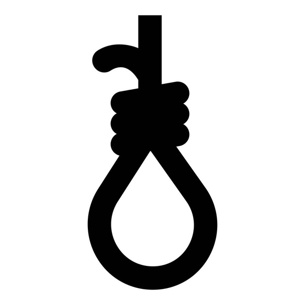 Петля для петли виселицы веревки веревка самоубийство линчевание значок черный цвет вектор иллюстрации изображение плоский стиль - Вектор,изображение