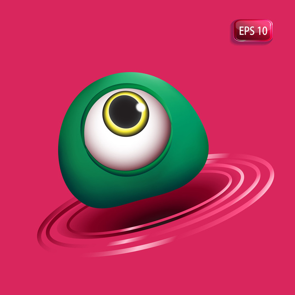 3D monsters eye - green - Διάνυσμα, εικόνα