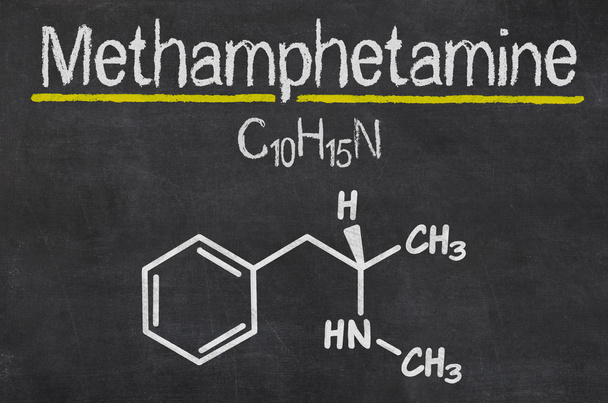 Blackboard with the chemical formula of Methamphetamine - Fotoğraf, Görsel