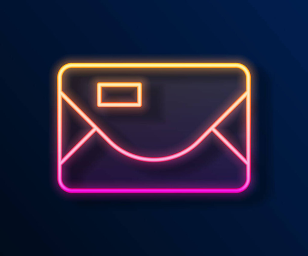 Glowing neon line Envelope with christmas party invitation card icon isolated on black background. Merry Christmas and Happy New Year.  Vector - Vector, afbeelding