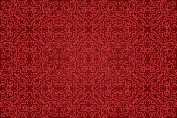 Art avec motif de tuiles tribales rouges colorées - Vecteur, image