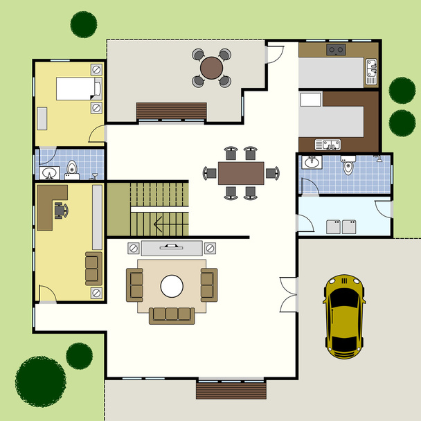 Планування підлоги Будинок архітектури
 - Вектор, зображення