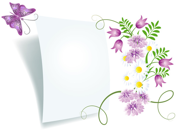 Floral background with paper - Διάνυσμα, εικόνα