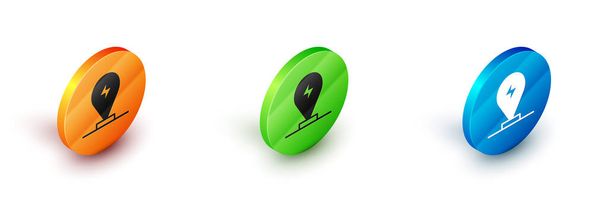 Isometric Charging parking electric car icon isolated on white background. Circle button. Vector - Vetor, Imagem