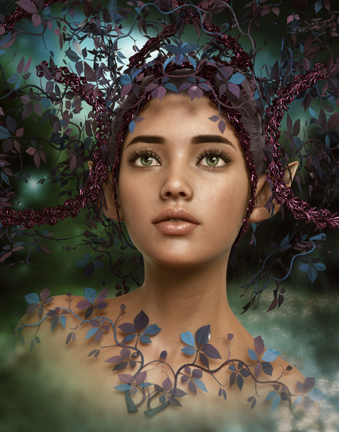 3d computer graphics of a fairy with fantasy headdress - Photo, Image