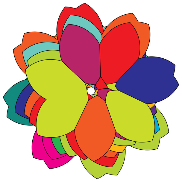 Colorful sacred geometry illustration, icon. Abstract lotus, flower, petal composition - Vector, afbeelding