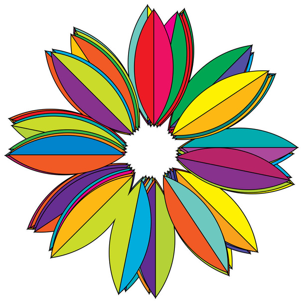 Colorful sacred geometry illustration, icon. Abstract lotus, flower, petal composition - Вектор, зображення