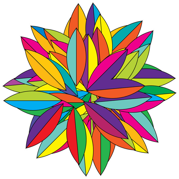 Colorful sacred geometry illustration, icon. Abstract lotus, flower, petal composition - Vektor, Bild