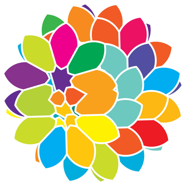 Colorful sacred geometry illustration, icon. Abstract lotus, flower, petal composition - Вектор,изображение