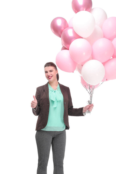 Young pretty woman with colored balloons - Fotografie, Obrázek